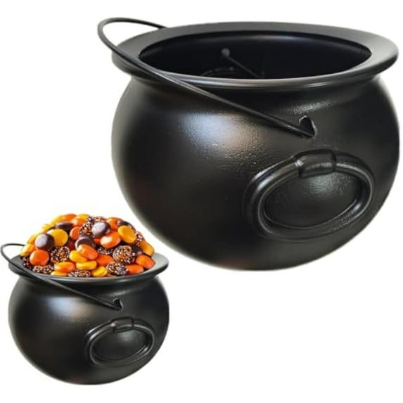12.6 Inch Witches Cauldron, Pot Cauldron, Halloween Cauldron Candy Bowl Holder Plastic Cauldron Pot with HandleTrick or Treat Party Supplies Halloween Decorations