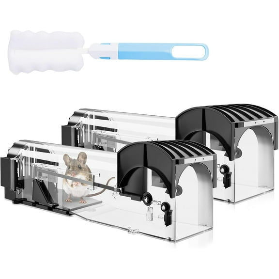 12.6 Inches Enlarged No Kill Live Rat Rodent Traps for Chipmunks@, Reusable Catch and Release Mouse Trap That Work for Indoor & Outdoor, Humane Mouse Traps (2 Pack)#!