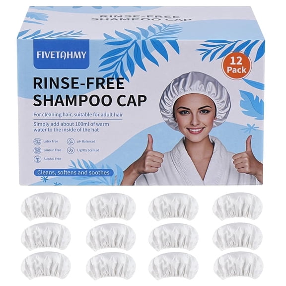 Unbranded No Rinse Waterless Portable Design Shower Cap, White (12 Pack)