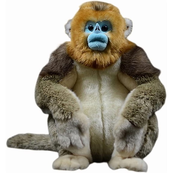 12.6'' Realistic Large Sitting Golden Monkey Plush Stuffed Animal Toy Simulation Lifelike Snub Nosed Monkey Plushie Pillow Doll (A, M)