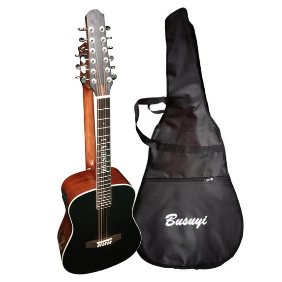 12/6 Strings Acoustic Double Neck, Double Sided Busuyi Guitar 2021 PT BlackBrown