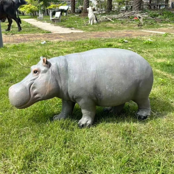 Sfirey Hippo Garden Statue Resin Wildlife Sculpture Outdoor Yard Decor