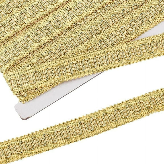 12.6 Yards 7/8" Wide Vintage Braid Trim Golden Sewing Polyester Fabric Trim Gimp Braid Trim Upholstery Trim for DIY Crafts Costume Clothes Curtain Decoration Festival Gifts