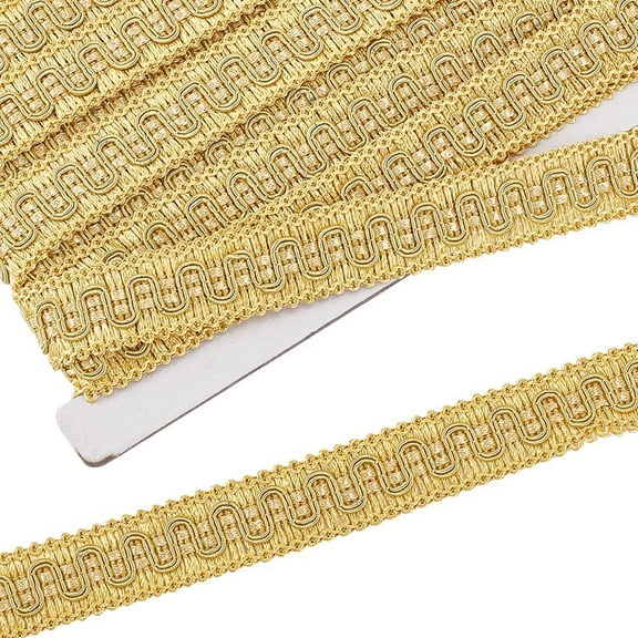 12.6 Yards 7/8" Wide Vintage Braid Trim Golden Sewing Polyester Fabric Trim Gimp Braid Trim Upholstery Trim