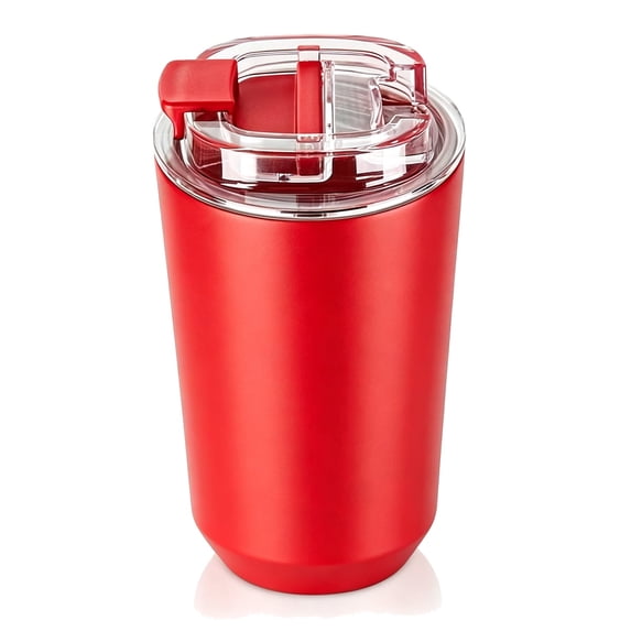 12.6 oz Travel Coffee Mug Stainless Steel Vacuum Cup, Leak Proof Reusable Double Walled Coffee Tumbler for Iced and Hot Drinks Red