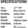 thumbnail image 1 of 12"×60" Carbon Fiber Made With Kevlar Red Cloth Fabric 3K 2x2 Twill Weave 220gsm, 1 of 5