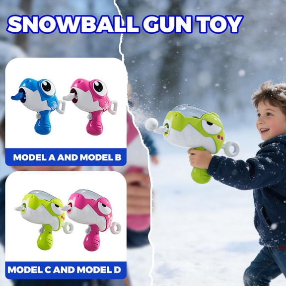 12.6Inch Cartoon Dinosaur Snowball Gun Toy, Durable Snowball Launcher With Easy-Grip Handles, Fast Snowball Making & Shooting For Winter Outdoor Snow Fights, Family