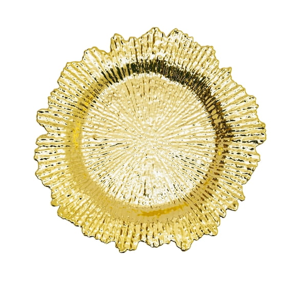 12.6in Gold Charger Plates 24 PCS Round Plastic Reef Plate Chargers for Salad Plates Soup Bowls Entre Plates