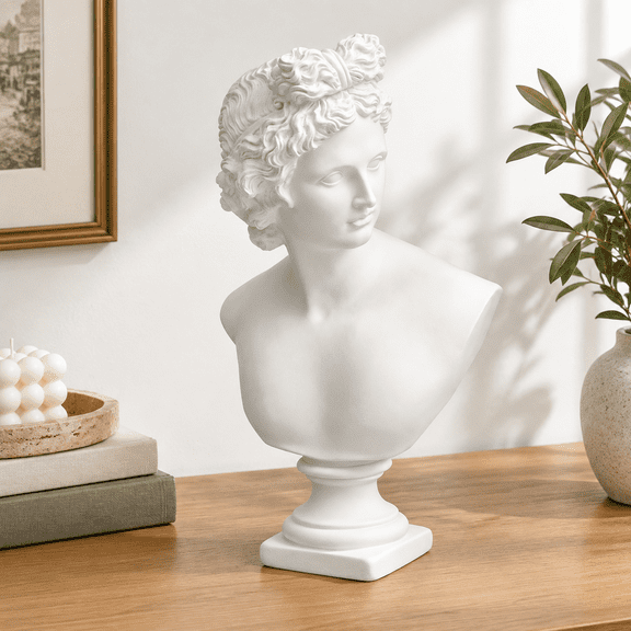 12.6in Greek Statue Of Apollo Classic Roman Head Bust