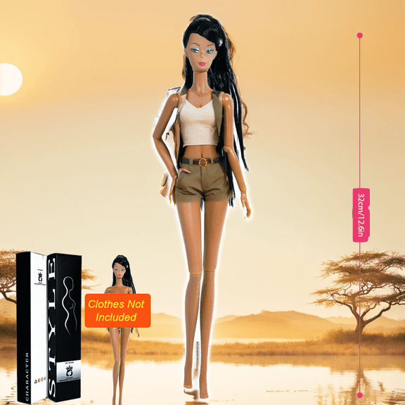 12.6inch Realistic Collectible BJD Doll - Fashion Model Ball Jointed Doll with 12 Joints for DIY Crafting (No Clothing Included)