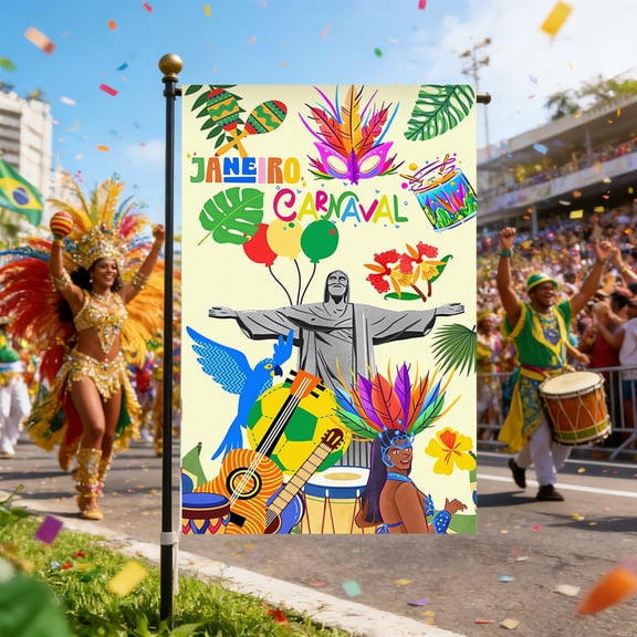 12.6x18.5in Carnival Garden Flags – Mask, Fleur-de-Lis & Carnival Elements Design Decorative Flag for Yard, Porch & Festive Party Decor