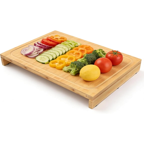 12.6x22 Inch Large Board, Countertop Dishwasher Cover, Over Sink & RV Stovetop Cover Board with 2 Detachable Support Panels, Reversible with Juice