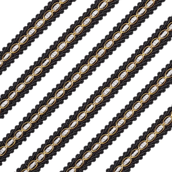 12.6yards Black Gimp Braid Trim 5/8 inch Woven Gimp Fringe Trim Polyester Ribbon Decorative Gimp Trim