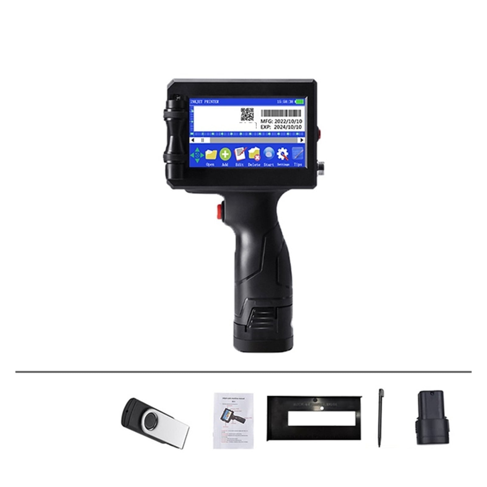 12.7/25.4 Mm Label Printer, Handheld Inkjet Printer, QR Bar Lot Number Logo Pattern Coding Machine Portable ,Versatile Surface Compatibility