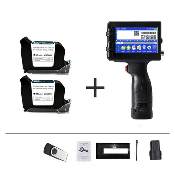 12.7/25.4 Mm Label Printer, Handheld Inkjet Printer, QR Bar Lot Number Logo Pattern Coding Machine Portable ,Versatile Surface Compatibility