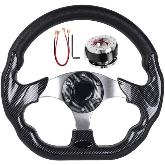 12.7" Aluminum Universal D Shape Racing Steering Wheel with Quick Release Adapter Kit