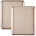 thumbnail image 1 of 12.7" x 10.6" Nonstick Cookie Sheet, 2-Piece Baking Pan Set, Gold, 1 of 9