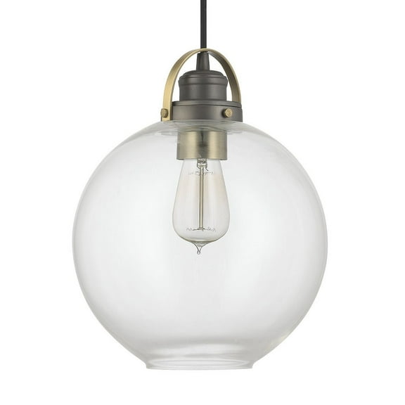 12.75 Inch 1 Light Pendant In Urban/Industrial Style 10.25 High By 12.75 Wide-Graphite/Aged Brass Finish    -Traditional Installation Capital