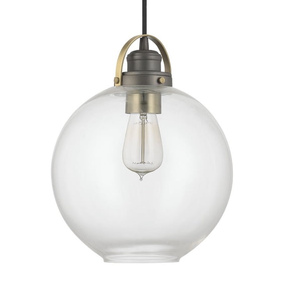 12.75 Inch 1 Light Pendant In Urban/Industrial Style 10.25 High By 12.75 Wide-Graphite/Aged Brass Finish -Traditional Installation Capital