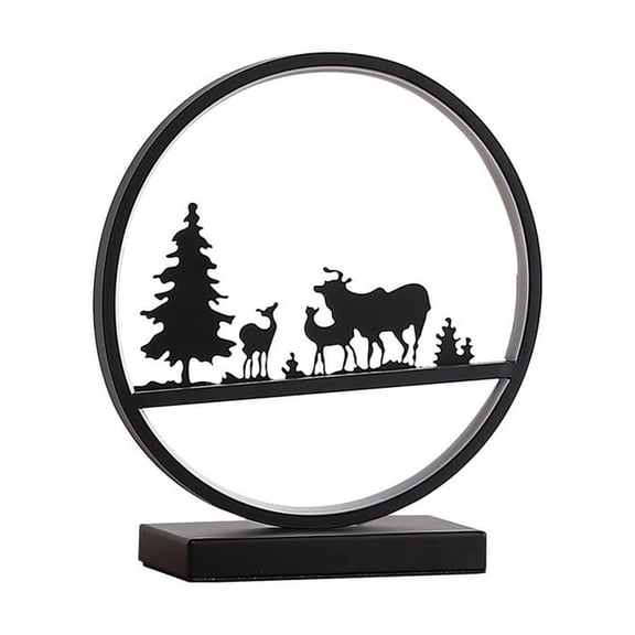 12.75 Inch Deer Family LED Black Table Lamp