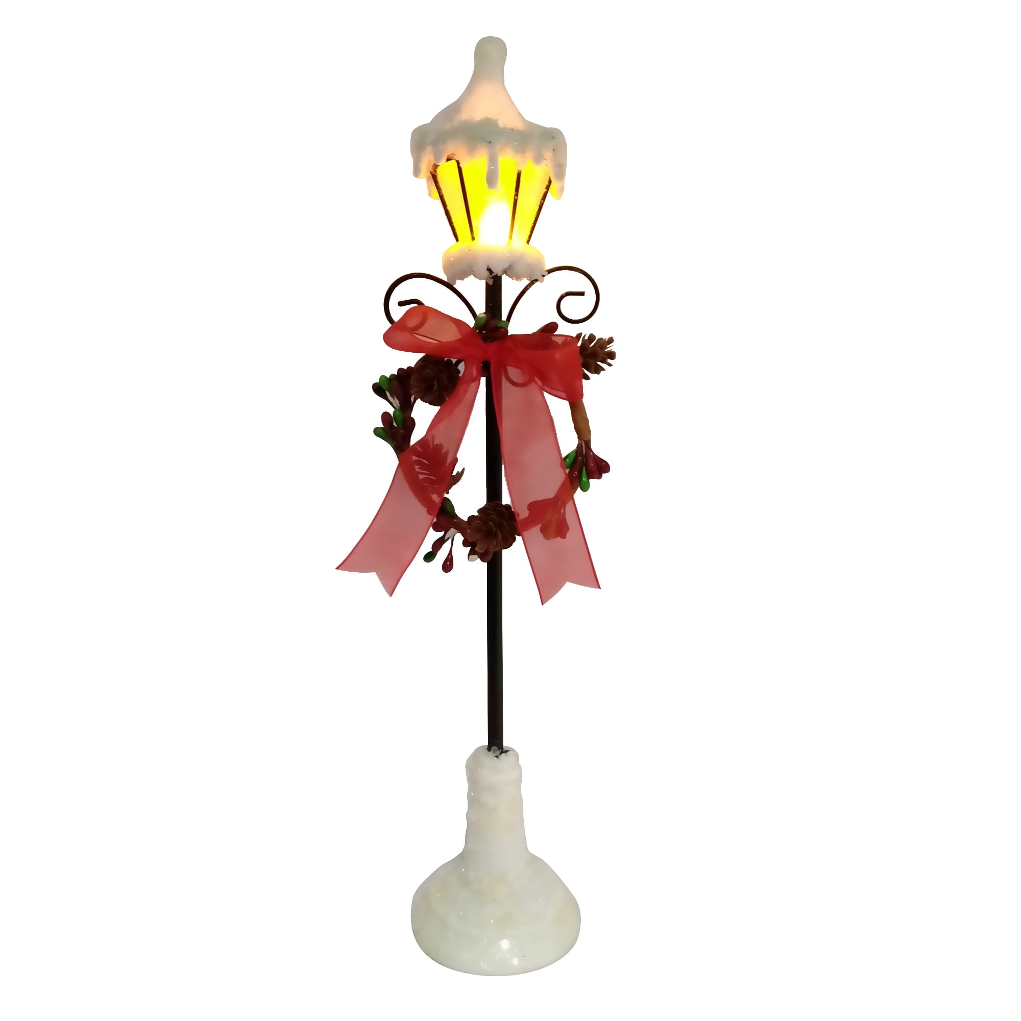 Northlight LED Lighted Snowfall Valley Lamppost with Wreath Christmas Decoration - 12.75"