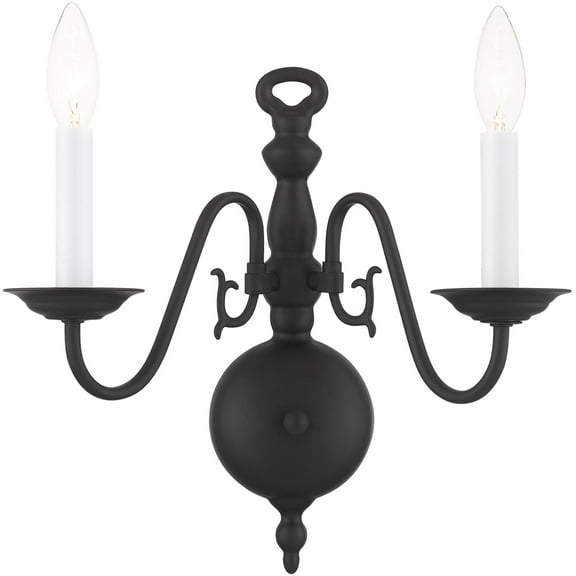 12.75 inch 2 Light Black Wall Sconce with Steel base material