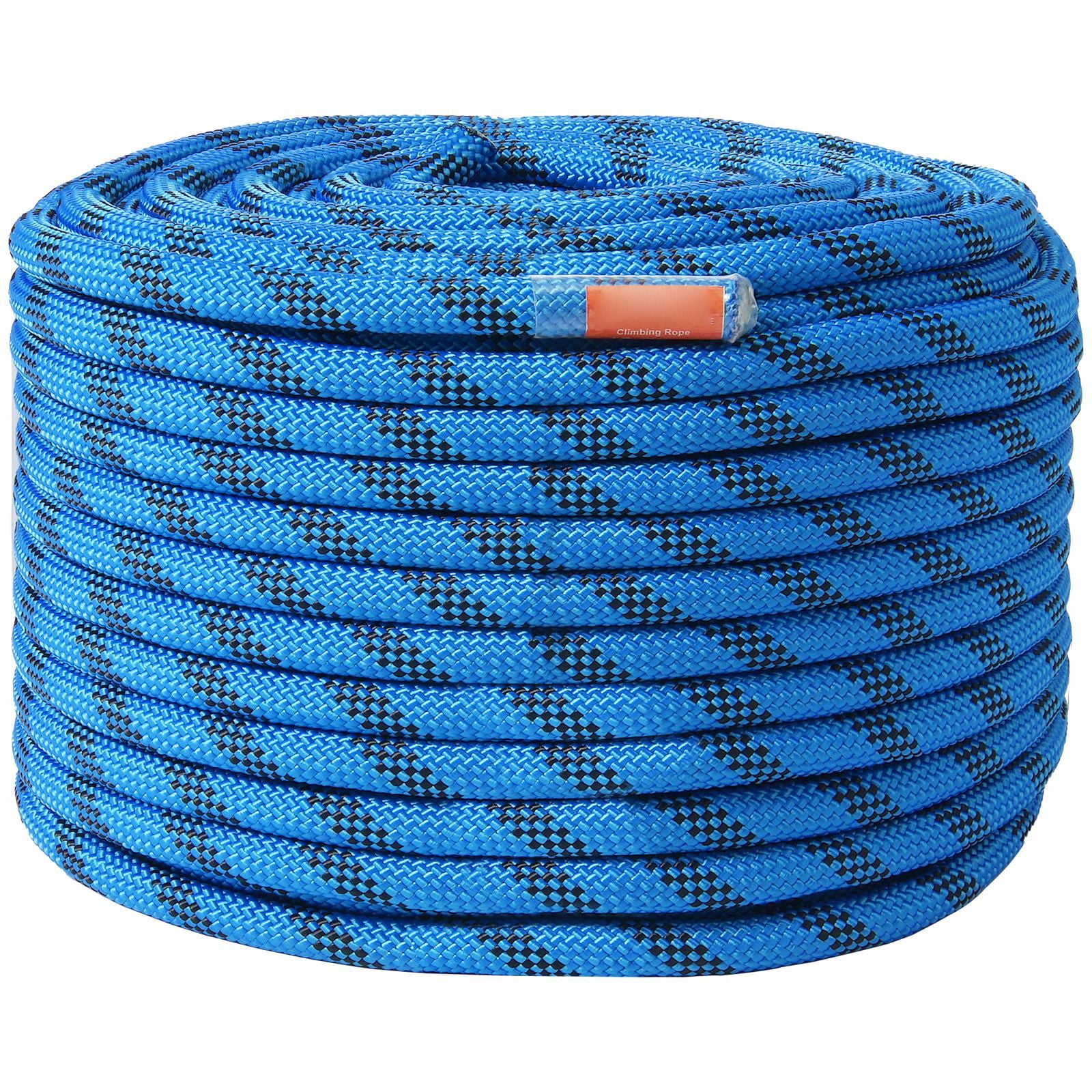 12.7Mm static climbing rope 150ft-30kN fracture strength, with steel hook - blue escape, fire safety rescue rope