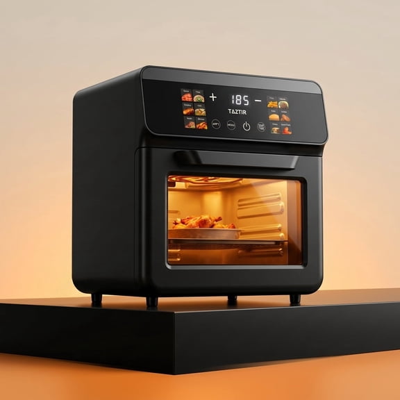 TAZTIR Air Fryer Oven Combo, 12.7 qt, Black, 12 Cooking Presets, Dish Sanitizing Mode, Digital Countertop Oven