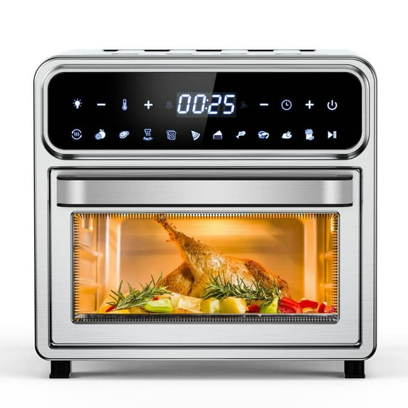12.7Qt. Stainless Steel Multi-Function Digital Air Fryer Oven With Chromed Mesh Basket, Drip Tray