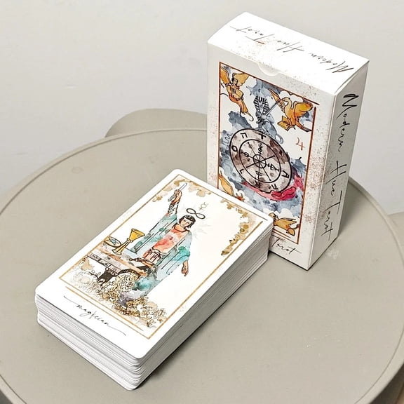 12*7cm Double-embossed Modern Hue Tarot Deck - 78 Watercolor Tarot Cards Based on RWS Imagery - Aesthetic Divination Cards