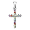 thumbnail image 1 of 12.7mm 925 Sterling Silver Rhodium Plated Mini Multi Color Cubic Zirconia Religious Faith Cross Pendant Necklace Pendant, 1 of 2