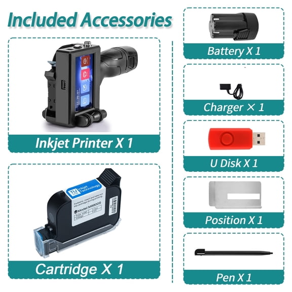 12.7mm Handheld Inkjet Printer Gun With Fast-Drying Ink For Text QR Barcode Batch Number Date Label Printer ,Fast-Drying Ink with Crisp Output