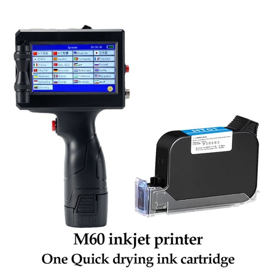 12.7mm Handheld Inkjet Printer, Portable Label Lot QR Code Packaging Bag Plastic Bottle Printer, Fast Drying Ink