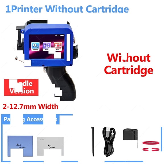 12.7mm Mini Printer Portable Printer Expiry Date Code Batch Numbers Handheld Inkjet Printer With Grips ,Fast-Drying Ink with Crisp Output