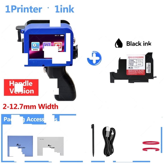 12.7mm Mini Printer Portable Printer Expiry Date Code Batch Numbers Handheld Inkjet Printer With Grips ,Fast-Drying Ink with Crisp Output