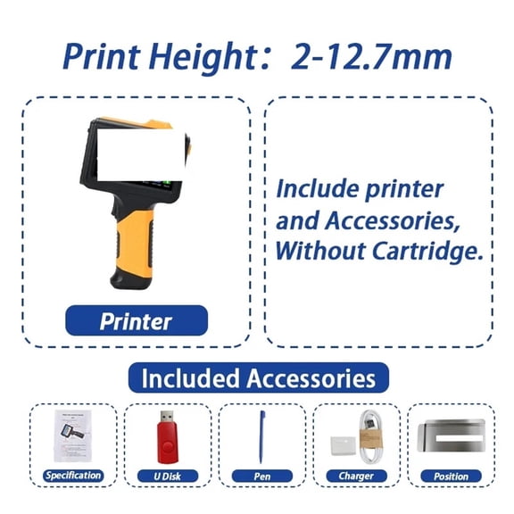 12.7mm Portable Printer Handheld Thermal Inkjet Printer Portable Expire Date Counter QR Barcode Logo Coding Machine ,Fast-Drying Ink with Crisp Output