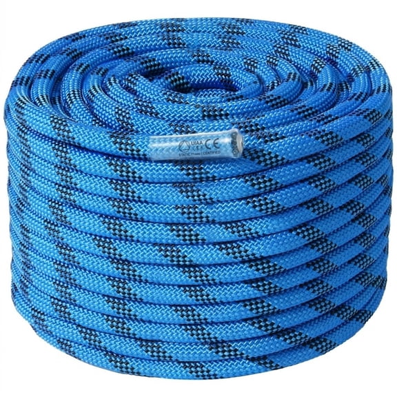 12.7mm Static Climbing Rope, 200 ft Heavy Duty Outdoor Rock Climbing Rope with 30KN Breaking Strength for Rappelling and Rescue, Blue