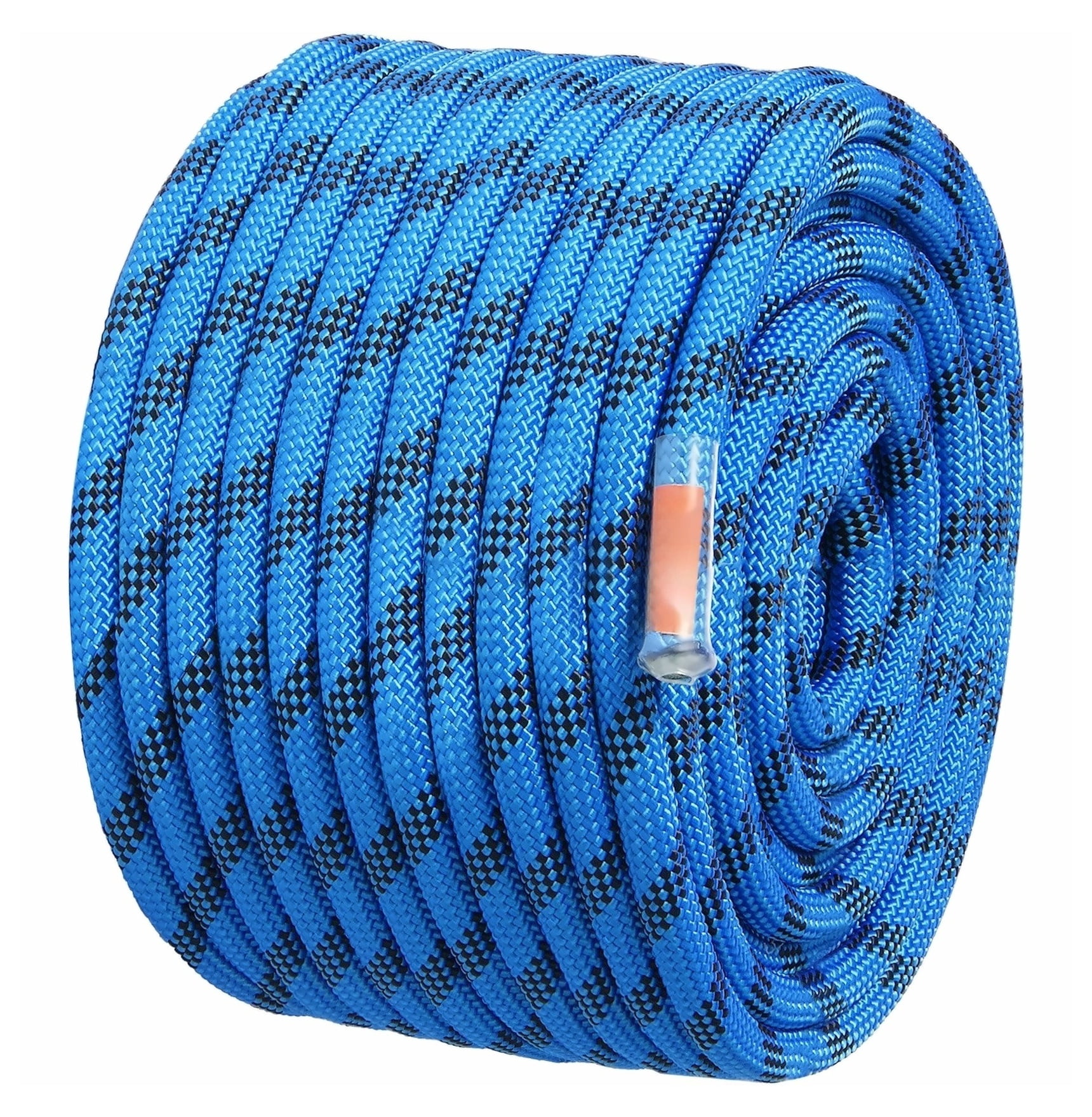 12.7mm Static Climbing Rope 45.7M (150ft) - 32KN Rock Climbing Rope, Polyester Fiber Rope with Snap Hooks for Rappelling, Rescue - Blue