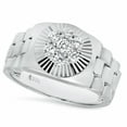 thumbnail image 1 of 12.7mm Sterling Silver Round Fan CZ Center & Panther-Style Band Ring, Sz. 12.5 Made in Italy + Bonus Cloth, 1 of 7
