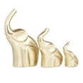 thumbnail image 1 of 12", 8", 5"H Gold Aluminum Metal Elephant Sculpture, by DecMode (3 Count), 1 of 9