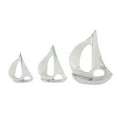 thumbnail image 1 of 12", 8", 7"H Silver Aluminum Metal Sail Boat Sculpture, by DecMode (3 Count), 1 of 10