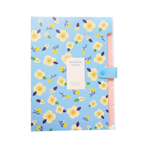 12.8 Inch Expanding File Folder – 6-Pocket Accordion Organizer with Snap Closure, Waterproof A4/Letter Size Document Holder, Floral Storage Folder for Papers Receipts & Coupons (Light Blue)