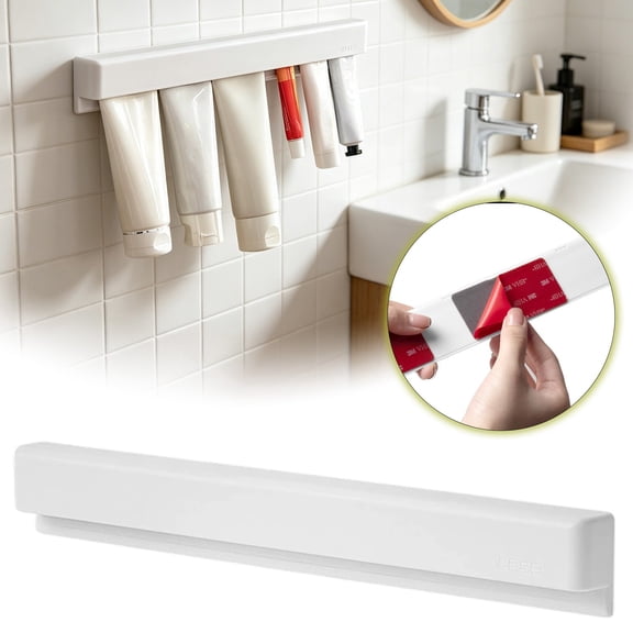 12.8" Toothpaste Holder Wall Mounted – Large Round Toothpaste Clips, Face Cream Tubes Hanger, Tooth Paste Organizers Gripper for Bathroom & Shower Storage
