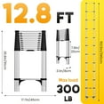 thumbnail image 1 of 12.8 ft Extension Ladder, Folding Telescopic Ladder with Locking Mechanism, Bearing 330lbs, 1 of 9