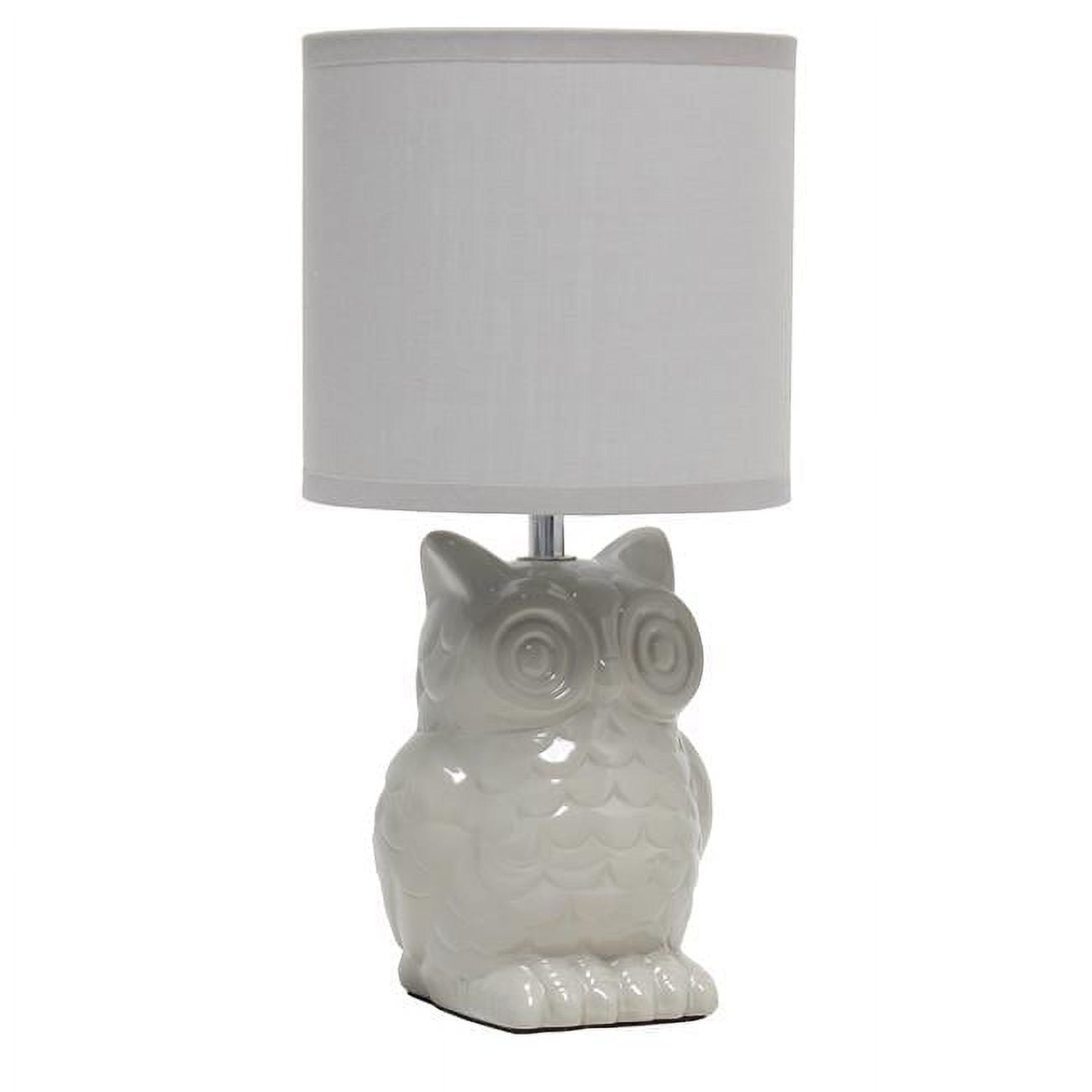 12.8" Gray Ceramic Owl Bedside Lamp with Fabric Shade