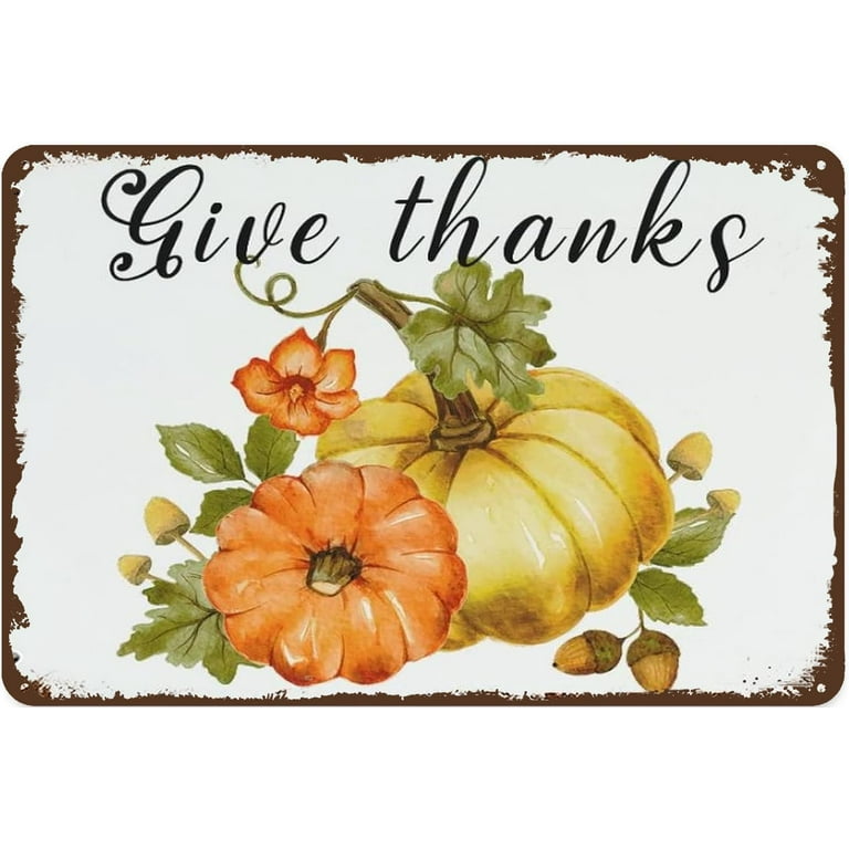 Rustic White Give Thanks Hanging Metal Sign Tin Plaque Fall Farmhouse Wall Decor Rustic White Give Thanks Hanging Metal Sign Tin Plaque Fall Farmhouse Wall Decor
