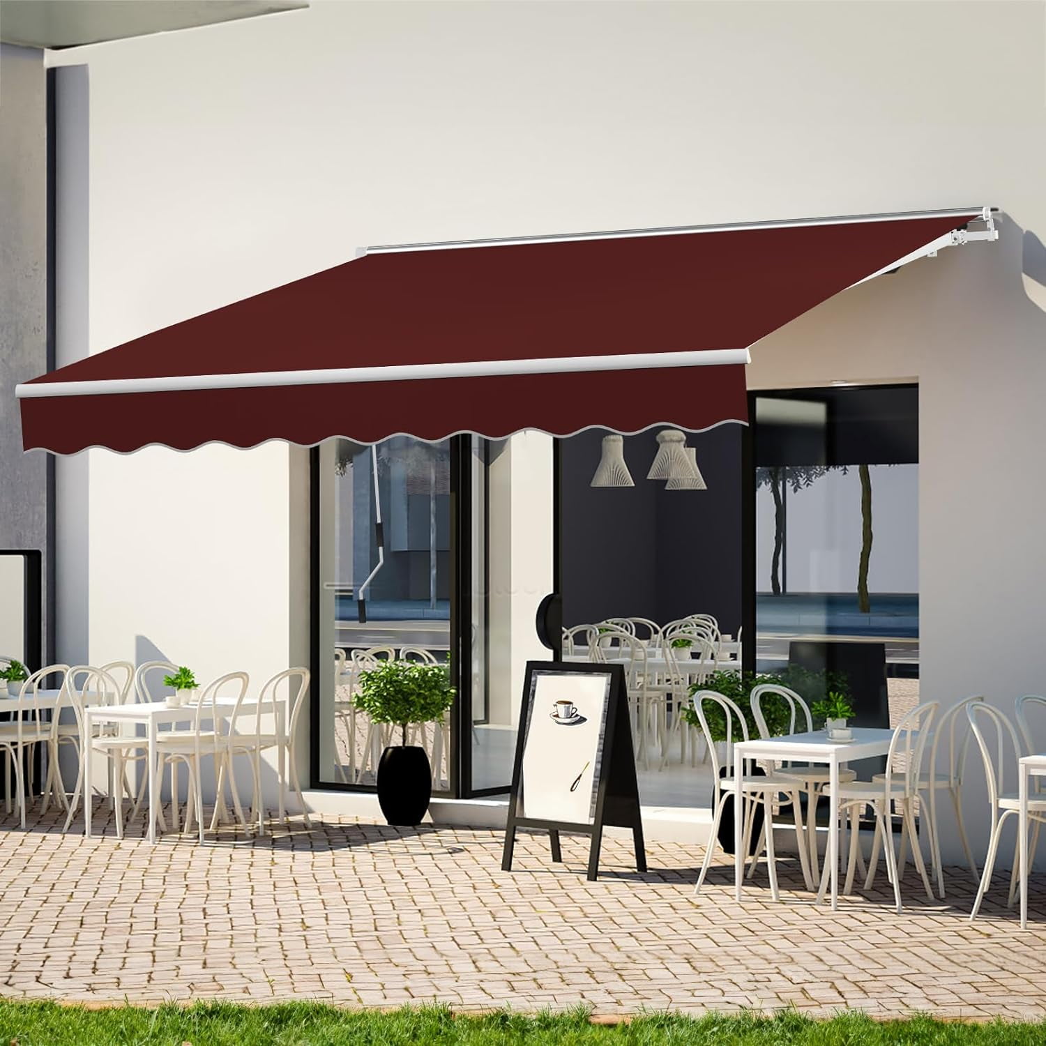 Outsunny 5' X 4' Manual Retractable Awning, Non-Screw Freestanding Patio Awning, UV Resistant For Window Or Door Dark Gray~1kvv15c2c3o00