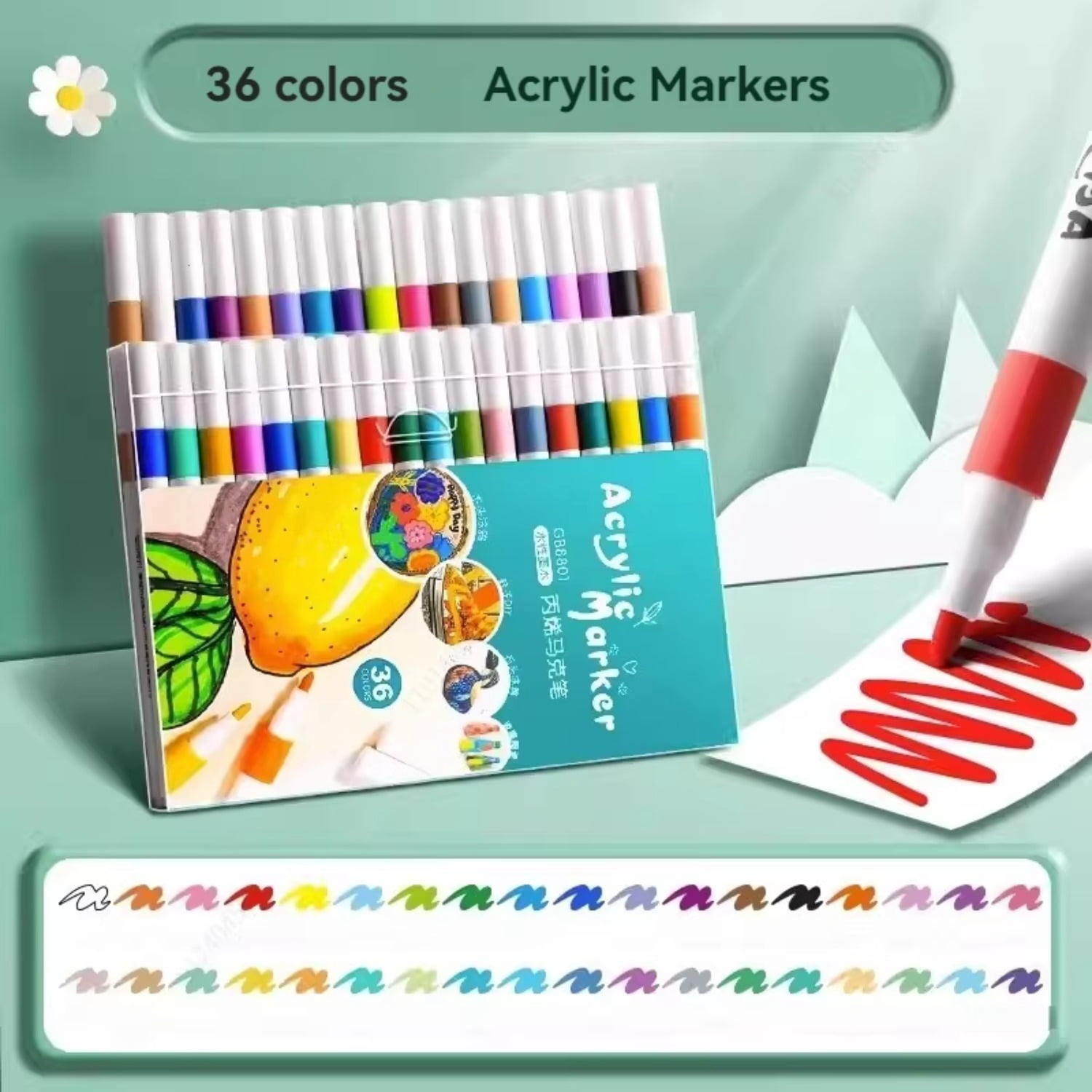 12-80 Colores Set Acrylic Paint Art Marker Pen Rock Painting for Adults Graffiti Stone Ceramic Glass Wood DIY Crafts Art Supplies