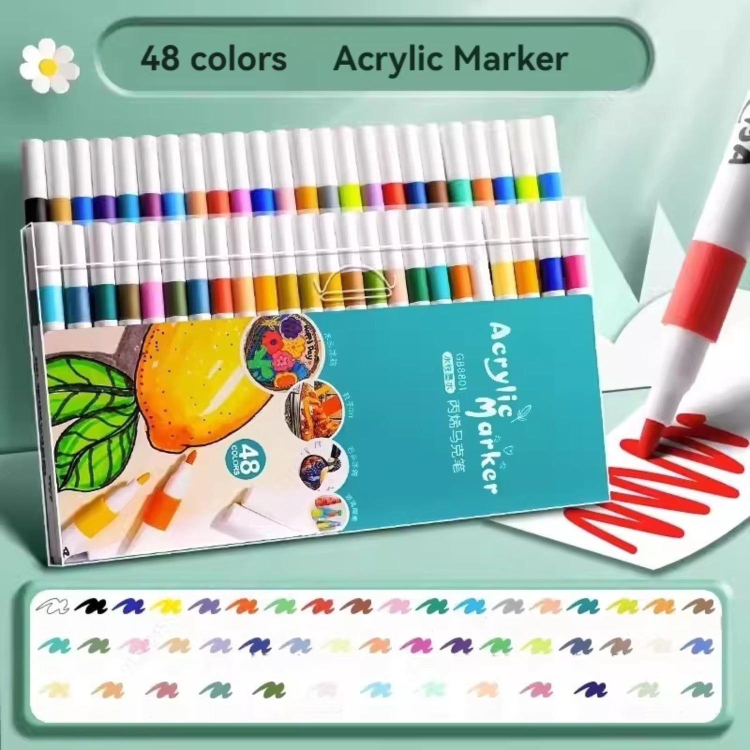 12-80 Colores Set Acrylic Paint Art Marker Pen Rock Painting for Adults Graffiti Stone Ceramic Glass Wood DIY Crafts Art Supplies
