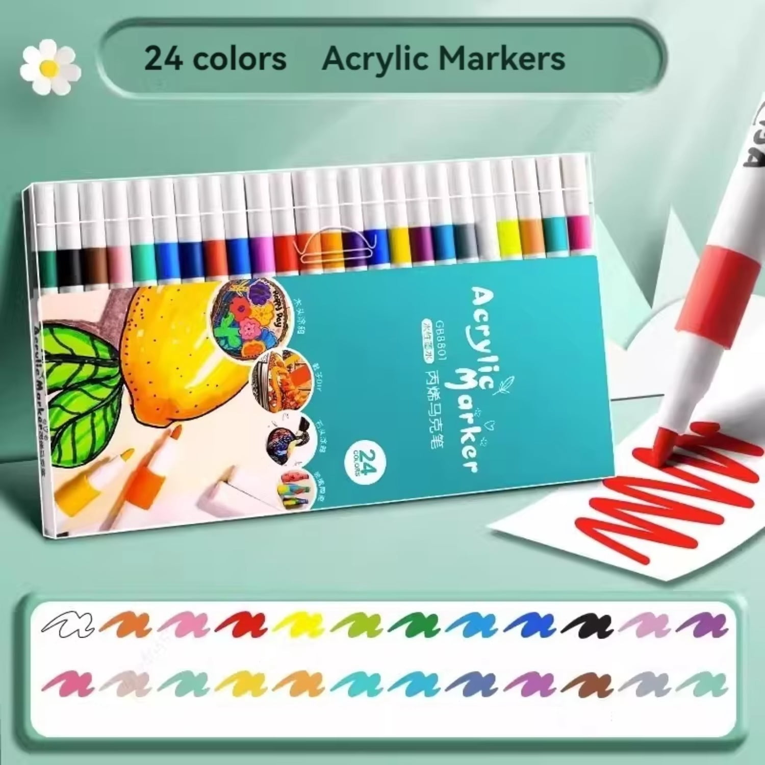 12-80 Colores Set Acrylic Paint Art Marker Pen Rock Painting for Adults Graffiti Stone Ceramic Glass Wood DIY Crafts Art Supplies